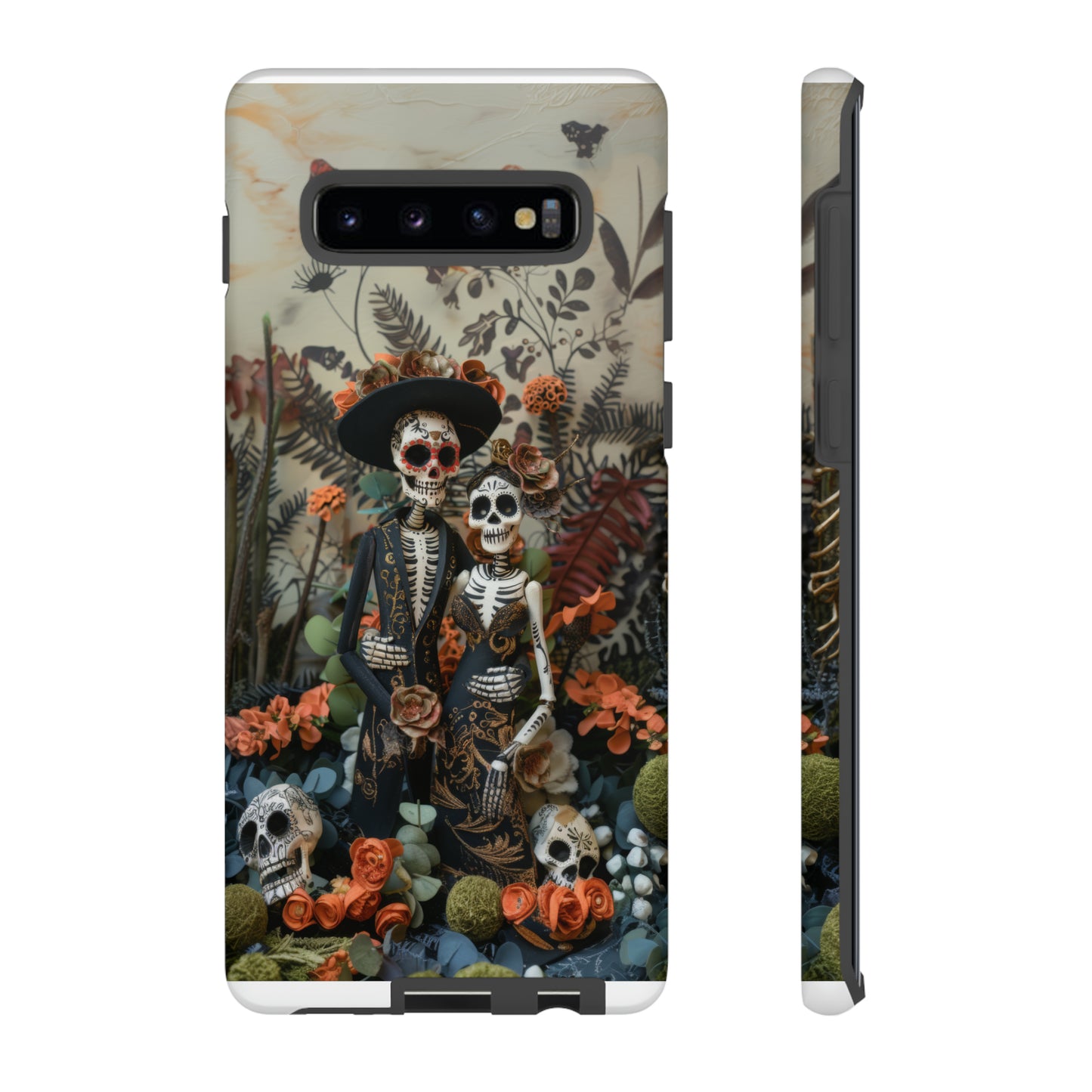 Custodia per telefono Dia de los Muertos, Cover con design di coppia scheletrica, Accessorio protettivo festivo per telefono, Custodie per telefono resistenti 