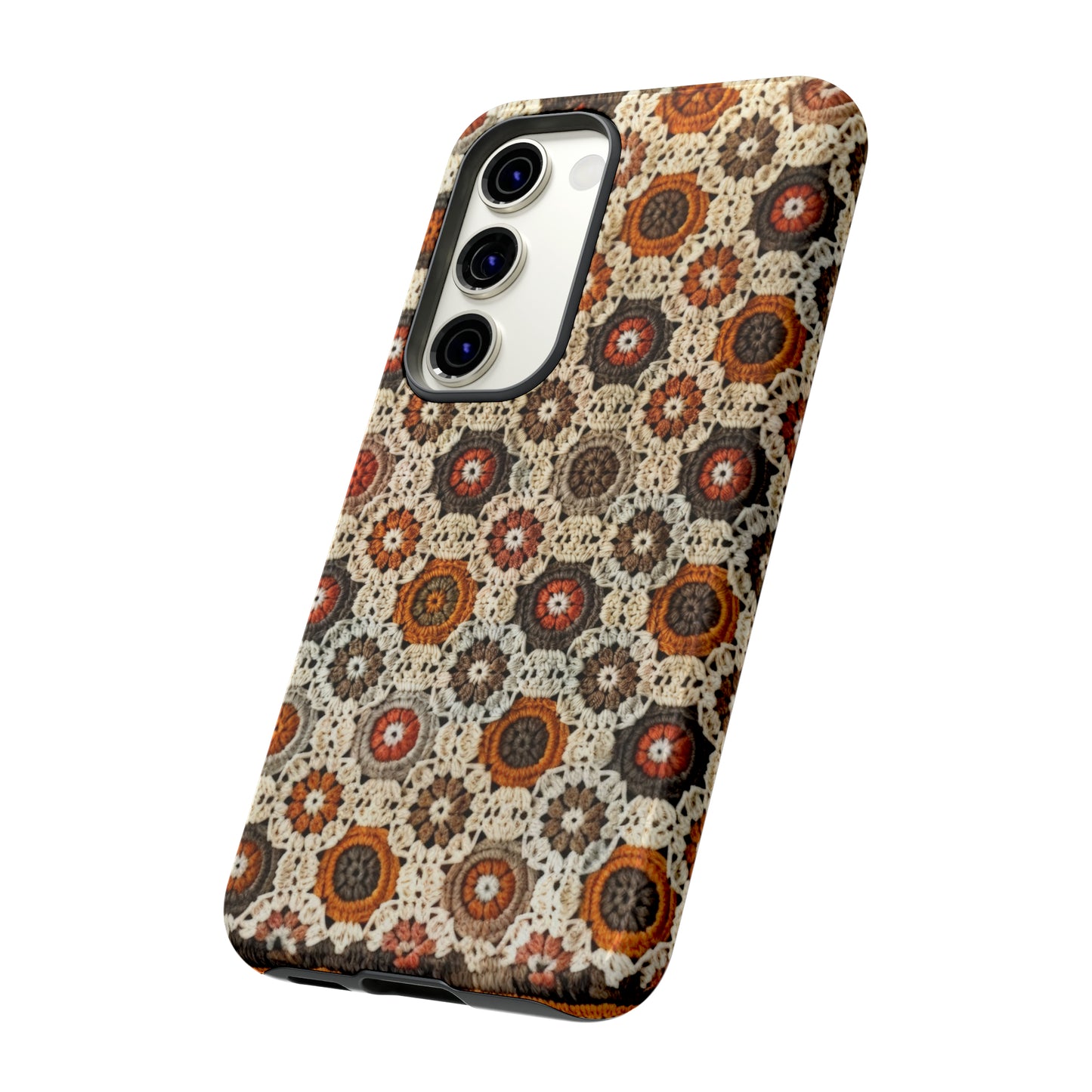 Custodia per iPhone retrò in pizzo all'uncinetto, estetica dal design artigianale, custodia protettiva in stile vintage, custodie per telefono resistenti