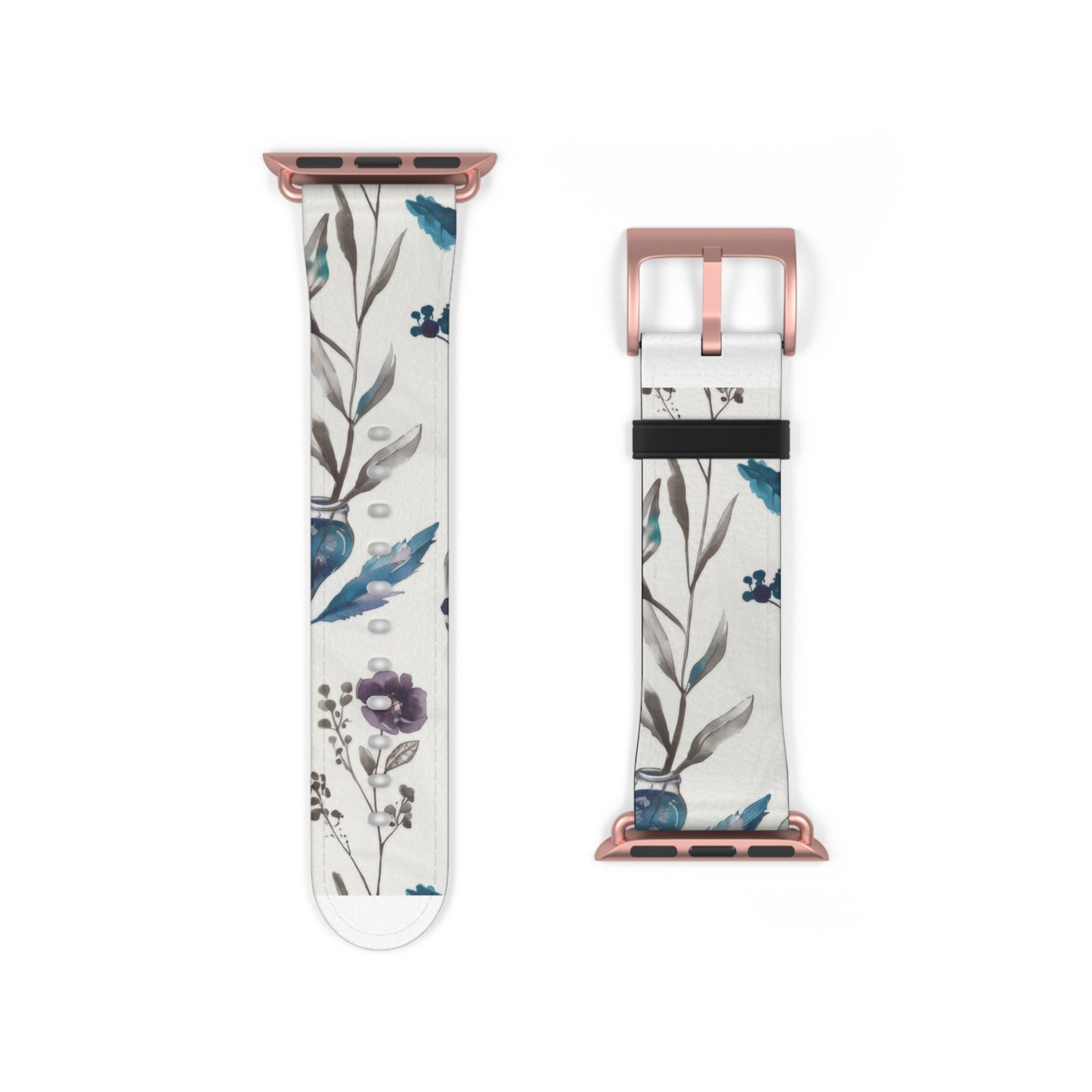 Florale Eleganz Apple Watch Band | Schickes Armband mit botanischem Design. Apple Watch Band Apple Watch Armbänder für Serie 4 5 6 7 8 9 ULTRA SE 38/40/41 mm und 42/44/45 mm veganes Kunstlederband 