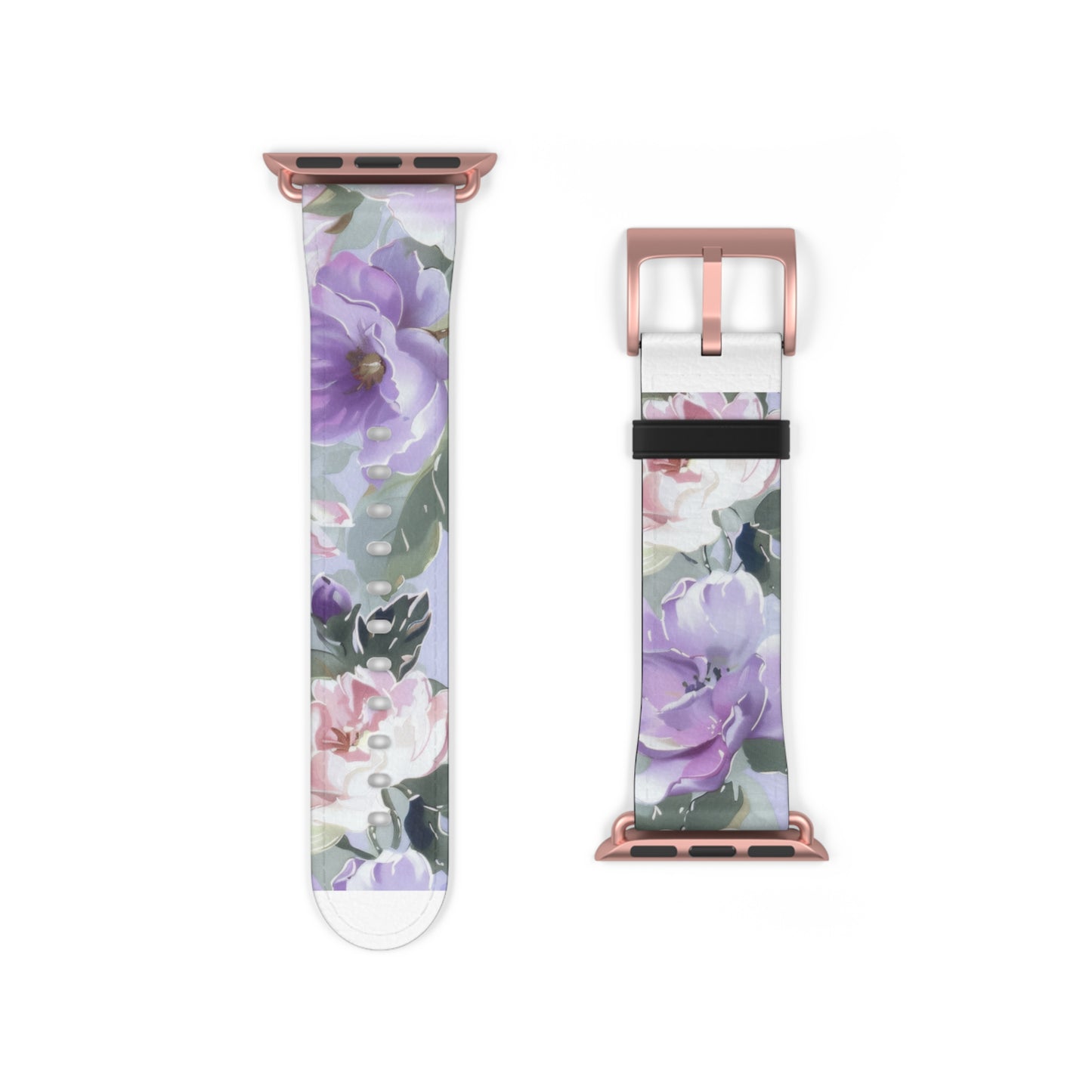 Purple Floral Elegance Apple Watch Band, Artistic Lilac Flower Accessory, Chic Spring Fashion Wearable, Unique Gift. Apple Watch Band Apple Watch Straps For Series 4 5 6 7 8 9 ULTRA SE 38/40/41mm & 42/44/45mm Vegan Faux Leather Band