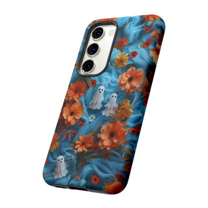 Gruselige florale Halloween Handyhülle, Herbstliche Geister und Blumen Design Hülle für Smartphones, Robuste Handyhüllen