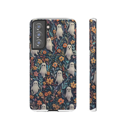 Whimsical Ghosts Floral iPhone Case, Unique Spooky Design, Charming Protective Cover, Tough Cases