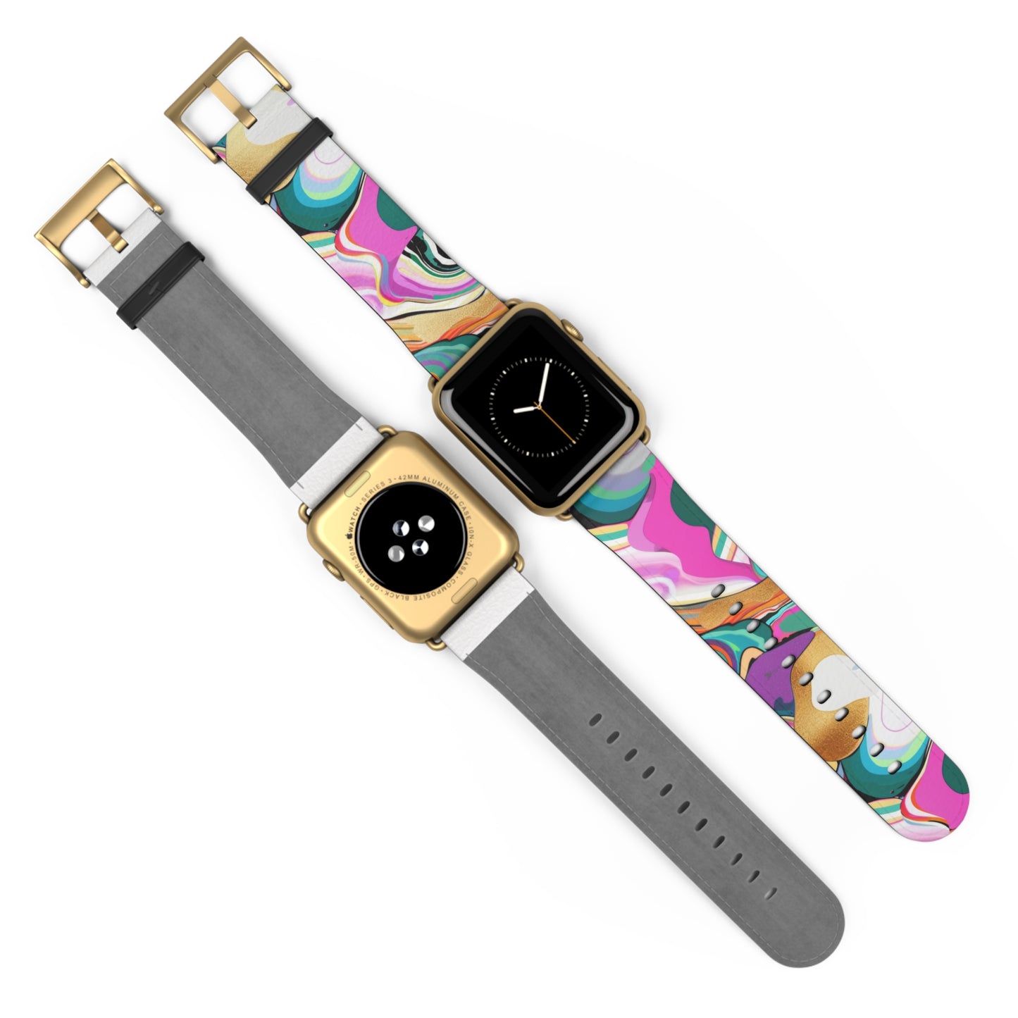 Whimsical Abstract Waves Apple Watch Band, Psychedelic Swirls Smartwatch Strap, Colorful Artistic Wristband Accessory. Apple Watch Band Apple Watch Straps For Series 4 5 6 7 8 9 ULTRA SE 38/40/41mm & 42/44/45mm Vegan Faux Leather Band