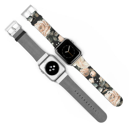 Classic Peony Elegance Apple Watch Band, Timeless Floral Print Strap, Chic Botanical Pattern Smartwatch Accessory. Apple Watch Band Apple Watch Straps For Series 4 5 6 7 8 9 ULTRA SE 38/40/41mm & 42/44/45mm Vegan Faux Leather Band