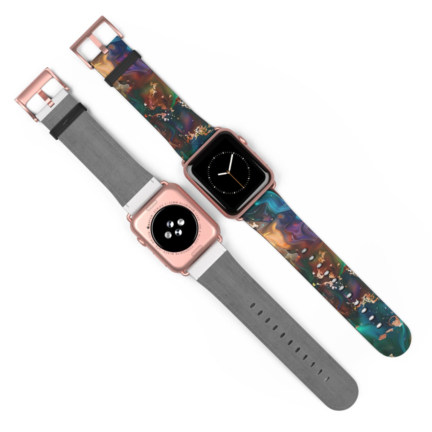 Cosmic Swirl Abstract Apple Watch Band, Galactic Marble Effect Smartwatch Strap, Vibrant Nebula-Inspired Wristband Accessory. Apple Watch Band Apple Watch Straps For Series 4 5 6 7 8 9 ULTRA SE 38/40/41mm & 42/44/45mm Vegan Faux Leather Band