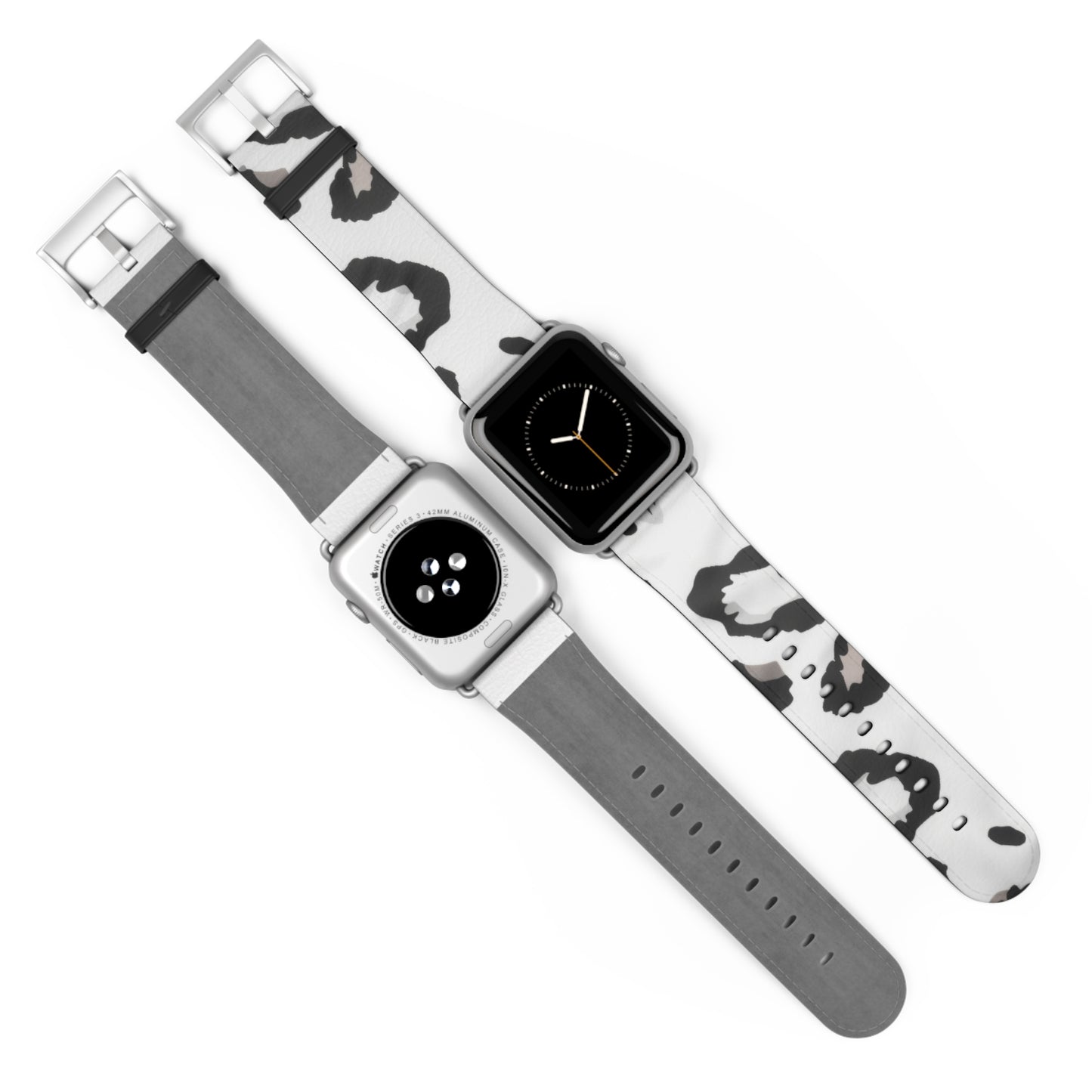 Modernes einfarbiges Apple Watch-Armband mit Kuh-Print | Schickes schwarz-weißes Armband. Apple Watch-Armband Apple Watch-Armbänder für Serie 4, 5, 6, 7, 8, 9, ULTRA SE, 38/40/41 mm und 42/44/45 mm, veganes Kunstlederarmband 