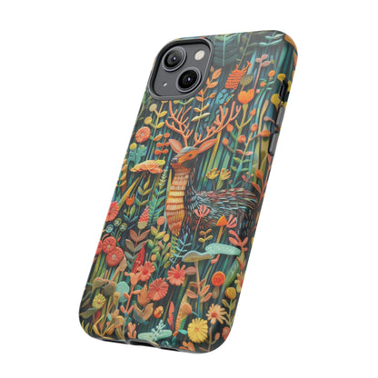 Mystical Woodland Stag iPhone Case, Vibrant Nature Scene, Artistic Protective Cover, Tough Phone Cases