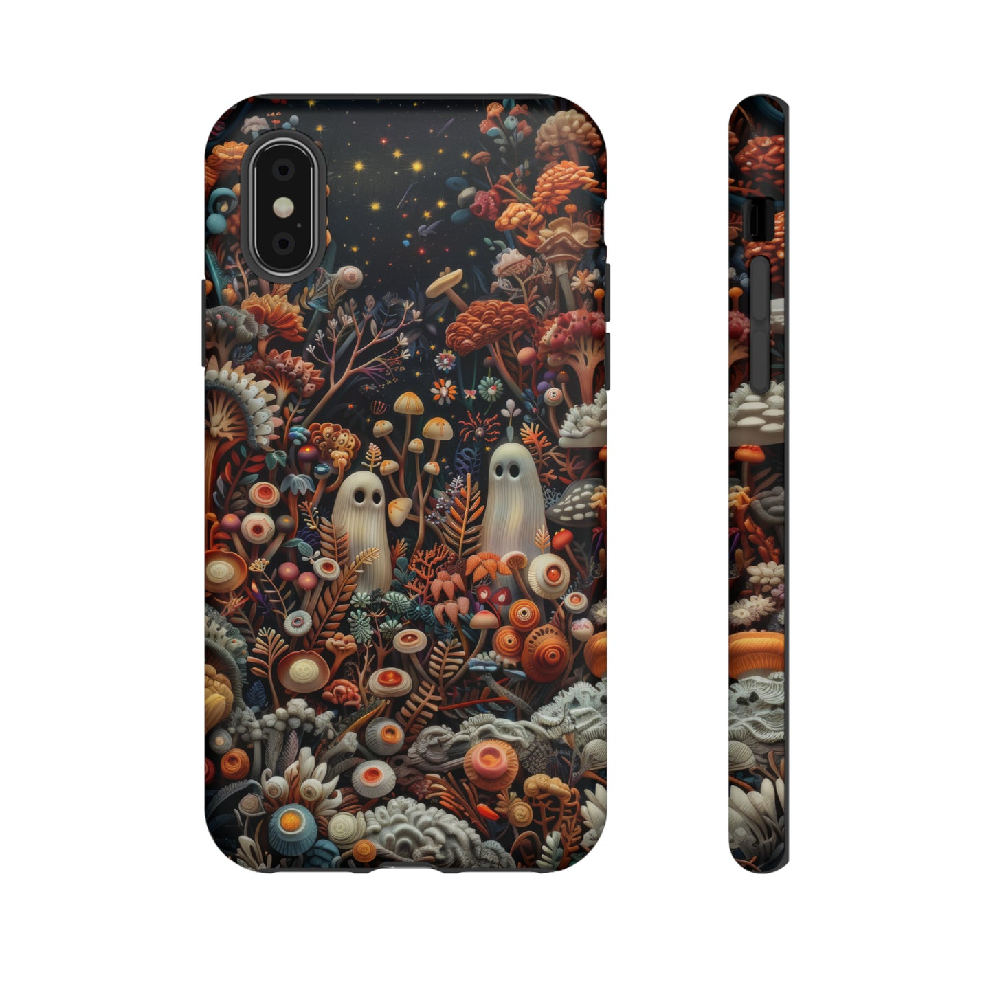 Cosmic Fantasy iPhone Case, Space-Themed Mushroom Design, Protective Cover with Galactic Charm, Tough Phone Cases