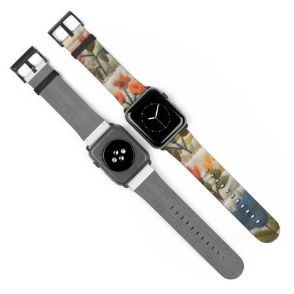 Cozy Autumn Vibes Knitted Pattern Apple Watch Band, Warm Tones & Textured Design Smartwatch Strap. Apple Watch Band Apple Watch Straps For Series 4 5 6 7 8 9 ULTRA SE 38/40/41mm & 42/44/45mm Vegan Faux Leather Band