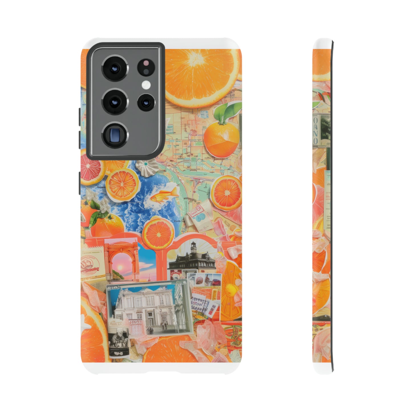 Custodia per telefono collage da viaggio Citrus Escape, design vivace per le vacanze estive per smartphone, custodie resistenti 