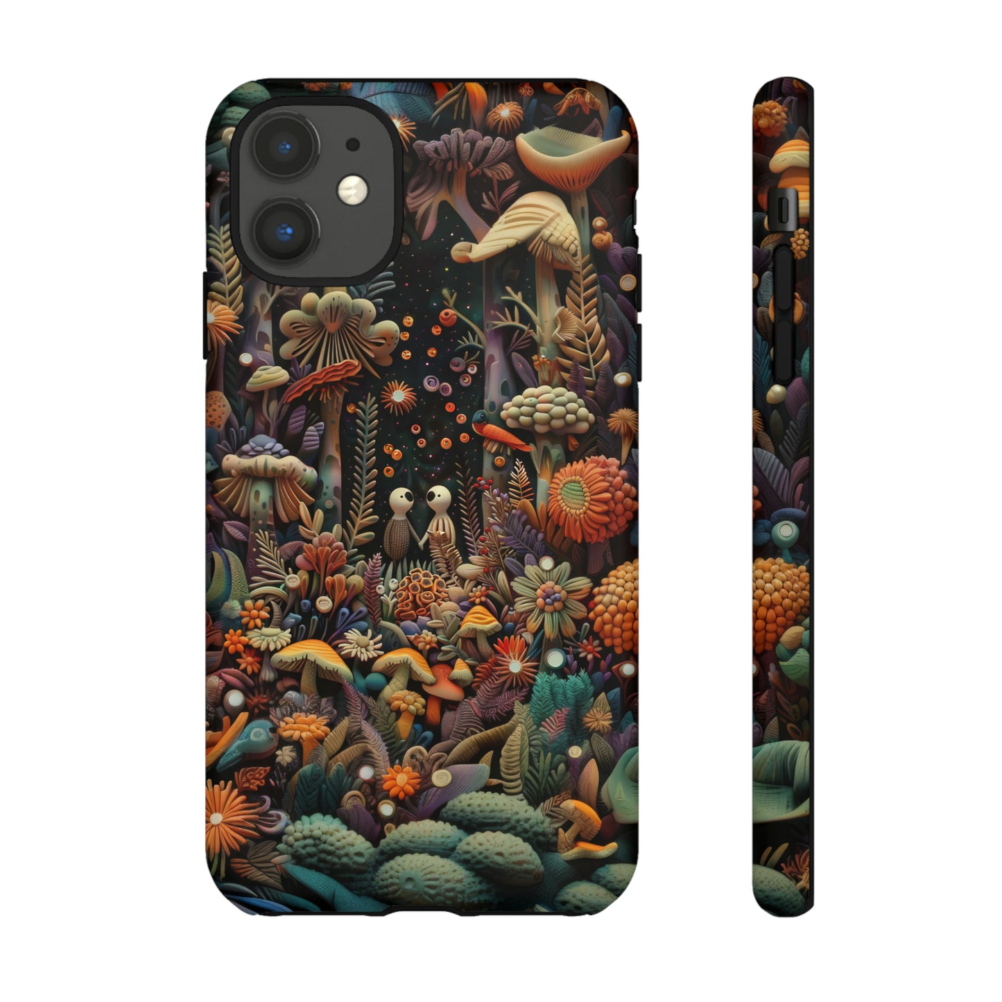 Custodia per telefono Foresta incantata, Design mistico di funghi e foglie, Cover protettiva magica per telefono, Custodie per telefono resistenti