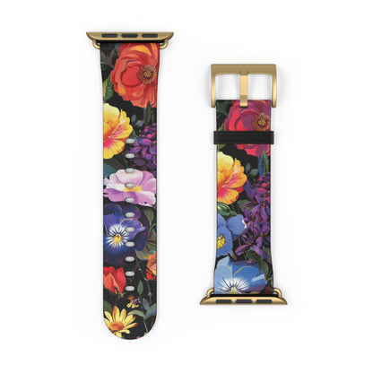 Floral Elegance Apple Watch Strap, Lush Botanical Print Watch Band, Chic Garden-Inspired Accessory for Everyday Style. Apple Watch Band Apple Watch Straps For Series 4 5 6 7 8 9 SE 38/40/41mm & 42/44/45mm Vegan Faux Leather Band