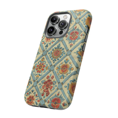 Vintage gesteppte florale iPhone-Hülle, Telefonhülle mit besticktem Design, handwerklich inspirierte Schutzausrüstung, robuste Hüllen