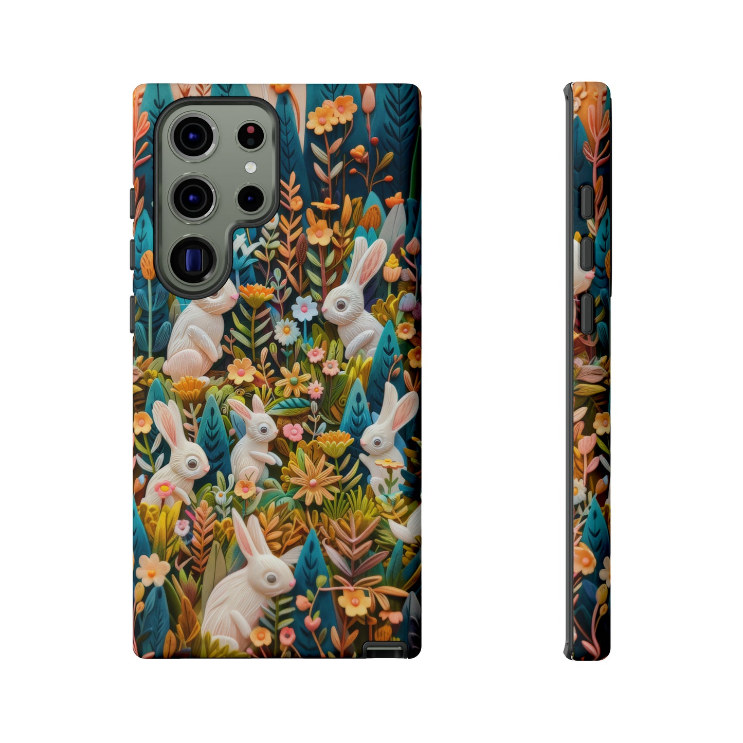 Mystical Garden Bunnies iPhone Case, Enchanted Floral Wonderland, Durable Protective Cover, Tough Phone Cases