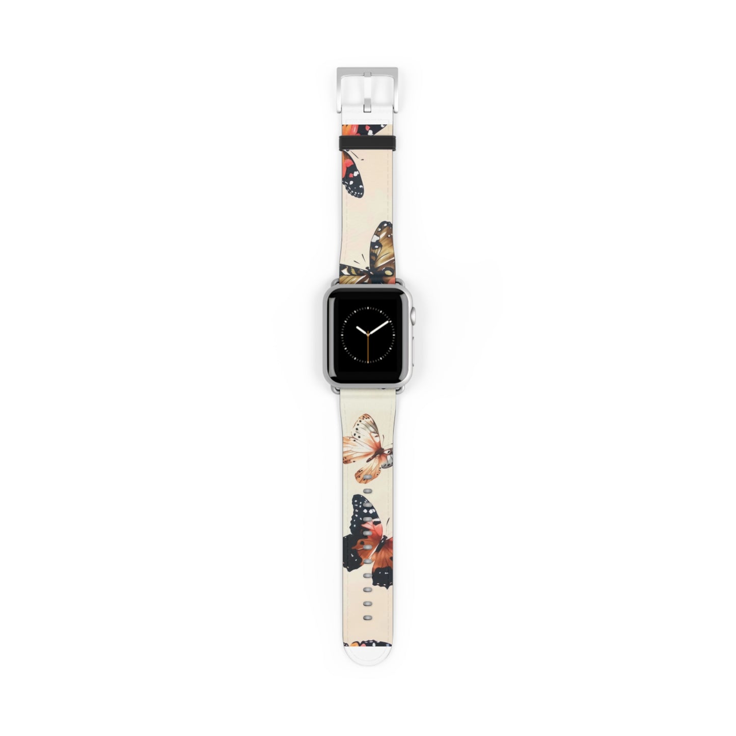 Graceful Butterfly Dance Apple Watch Band, Serene Insect Wing Pattern Strap, Delicate Nature-Inspired Wristband Accessory. Apple Watch Band Apple Watch Straps For Series 4 5 6 7 8 9 ULTRA SE 38/40/41mm & 42/44/45mm Vegan Faux Leather Band