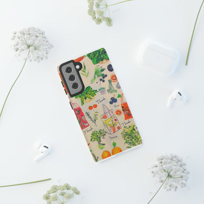 Custodia per telefono a tema di generi alimentari sostenibili, cover dal design ecologico per lo shopping per smartphone, custodie per telefoni resistenti 