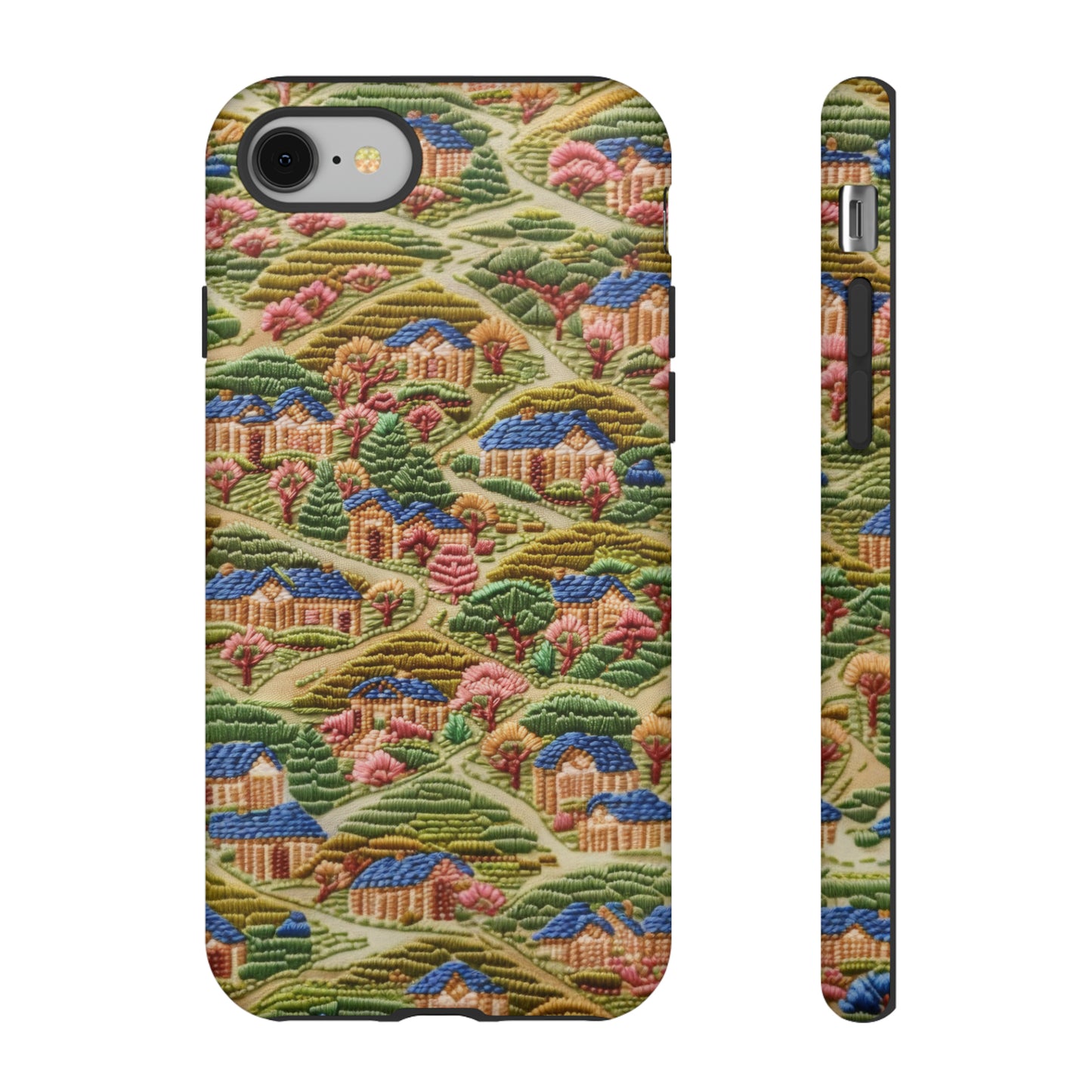 Caratteristica custodia per iPhone trapuntata in stile country, design patchwork affascinante, cover per telefono artistica e protettiva, custodie per telefono resistenti