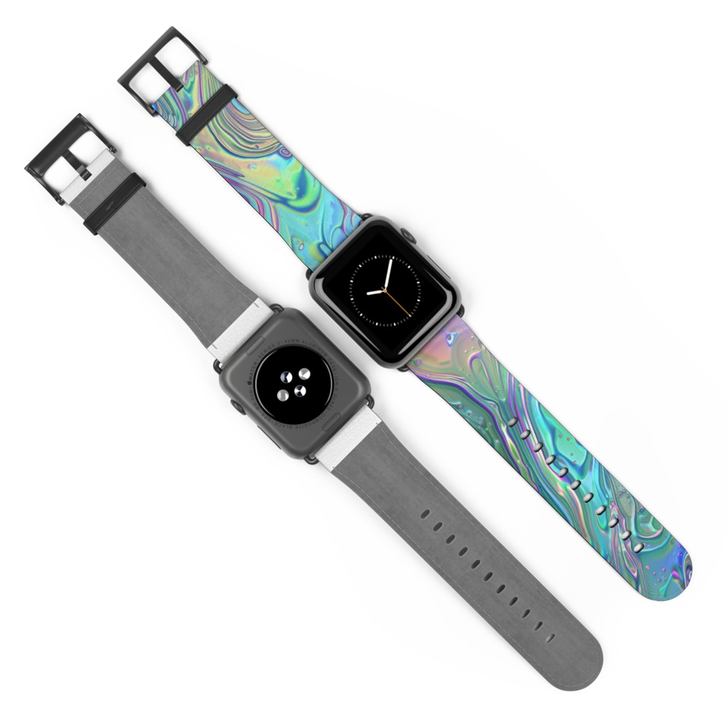 Iridescent Swirl Apple Watch Strap, Holographic Marbled Band, Mesmerizing Accessory for a Futuristic Style Statement. Apple Watch Band Apple Watch Straps For Series 4 5 6 7 8 9 ULTRA SE 38/40/41mm & 42/44/45mm Vegan Faux Leather Band