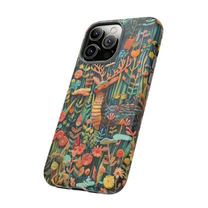 Mystical Woodland Stag iPhone Case, Vibrant Nature Scene, Artistic Protective Cover, Tough Phone Cases