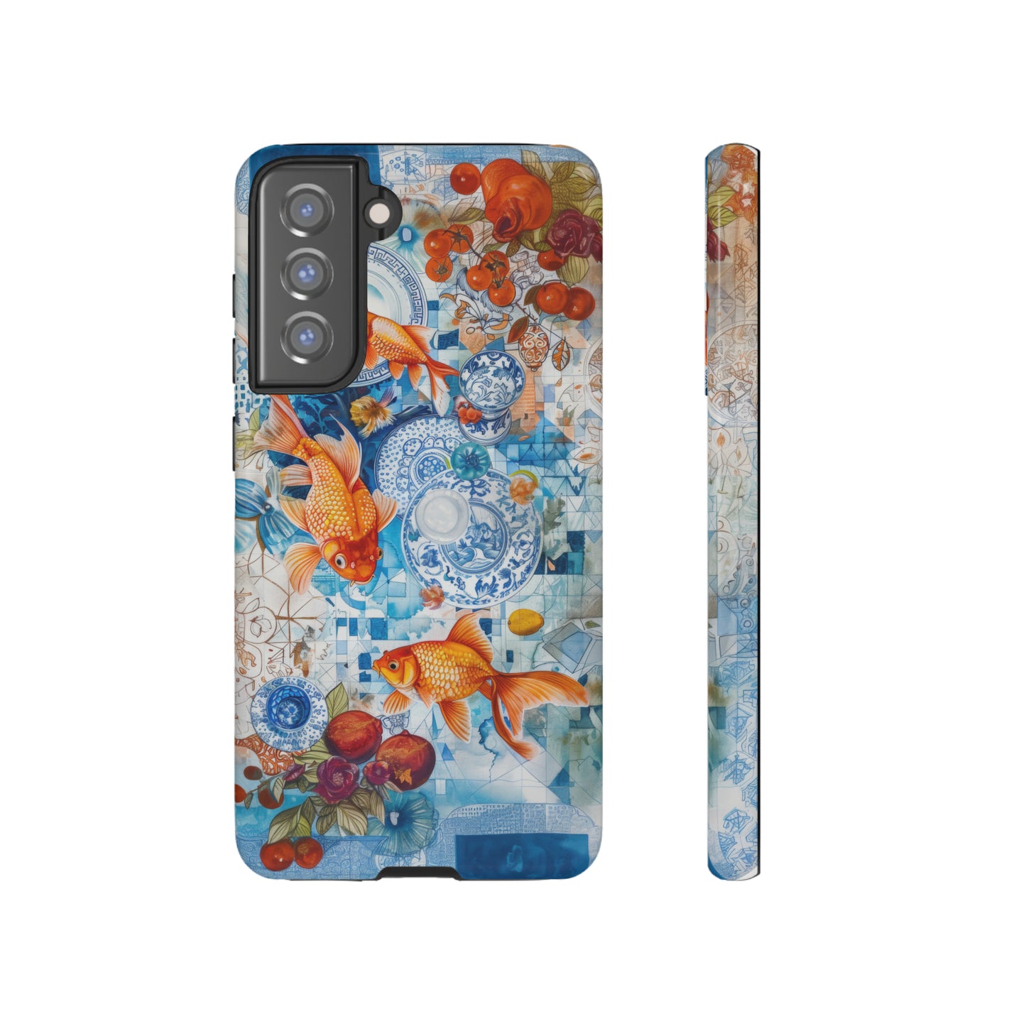 Orientalische Koi-Teich-iPhone-Hülle, traditionelles asiatisches Kunstwerk, ruhige Schutzhülle, robuste Handyhüllen 