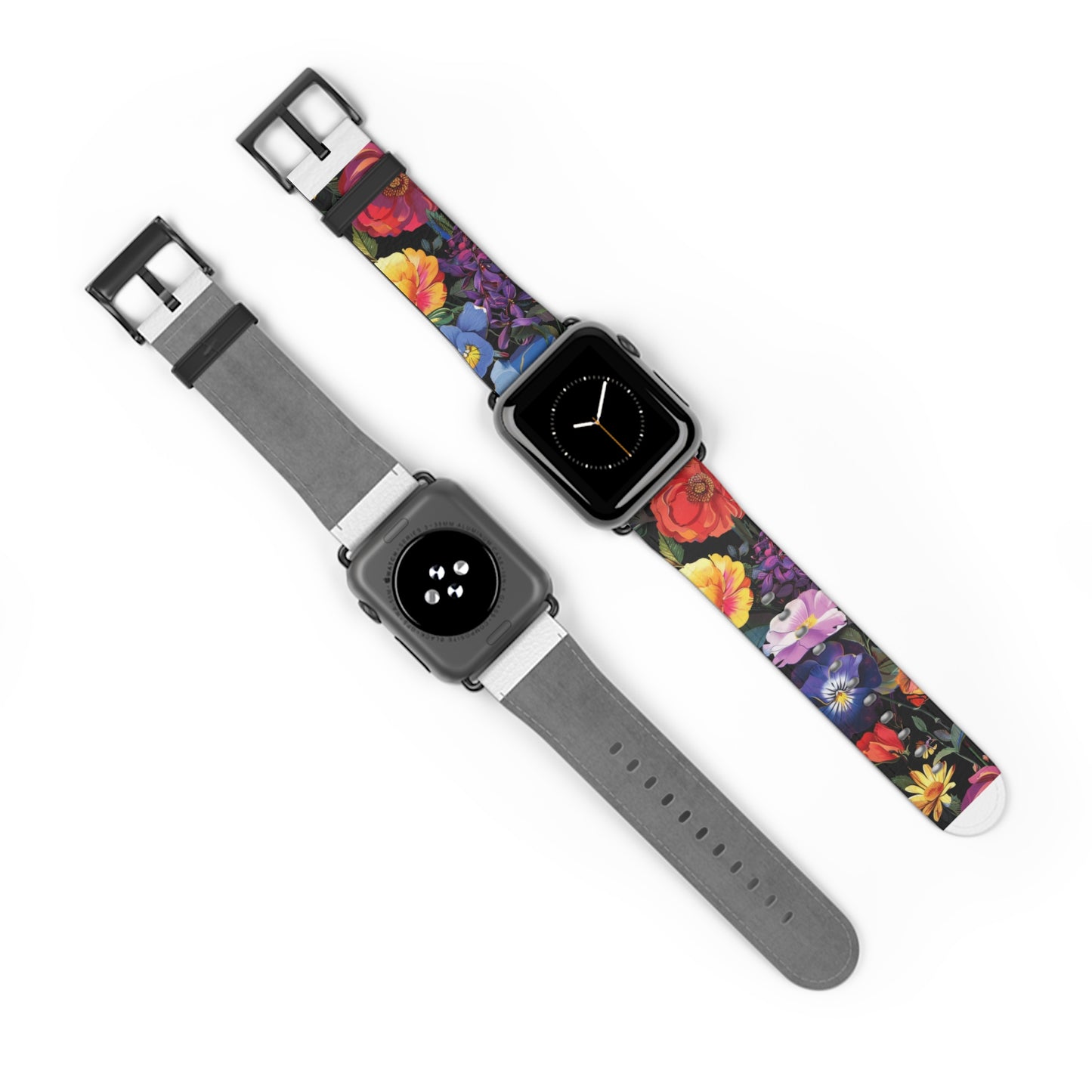 Floral Elegance Apple Watch Strap, Lush Botanical Print Watch Band, Chic Garden-Inspired Accessory for Everyday Style. Apple Watch Band Apple Watch Straps For Series 4 5 6 7 8 9 ULTRA SE 38/40/41mm & 42/44/45mm Vegan Faux Leather Band