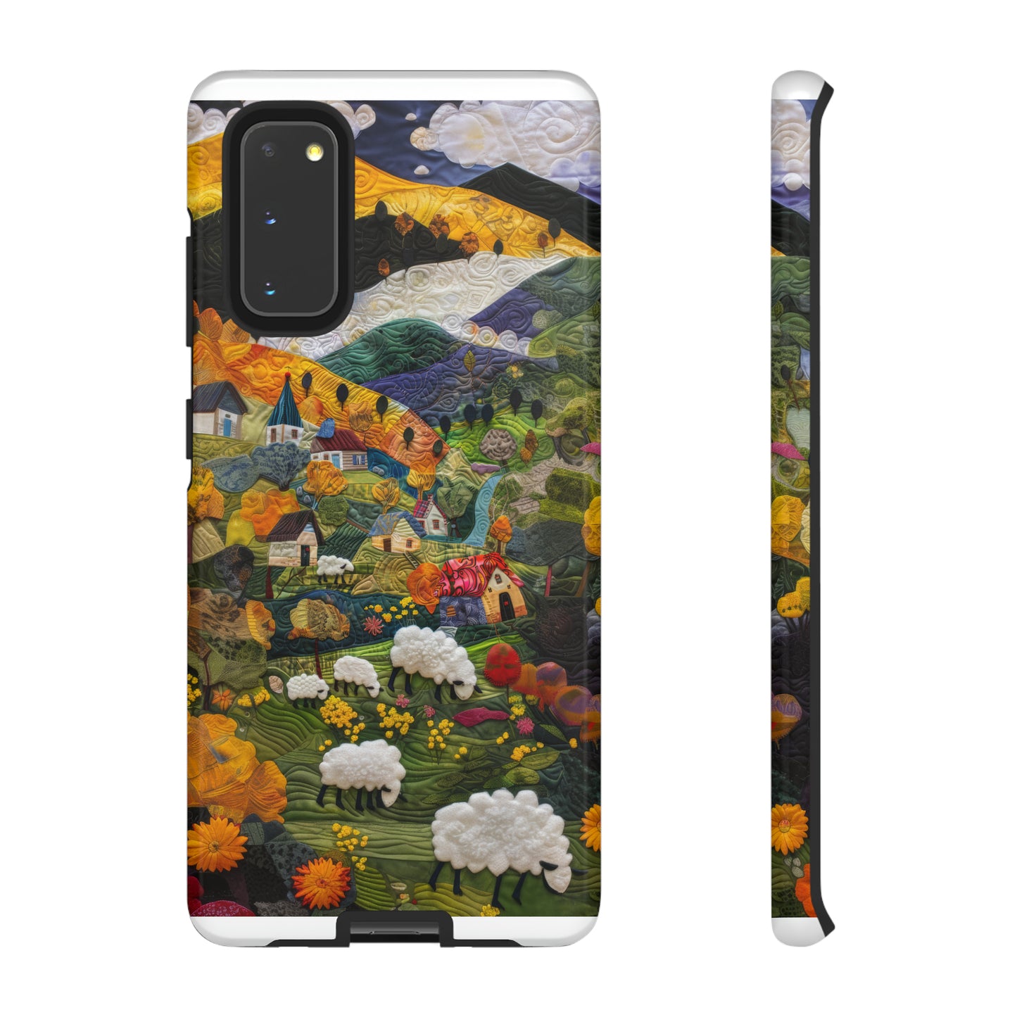 Quaint Countryside Quilt iPhone Case, Artistic Pastoral Landscape, Sturdy Protective Cover, Tough Phone Cases