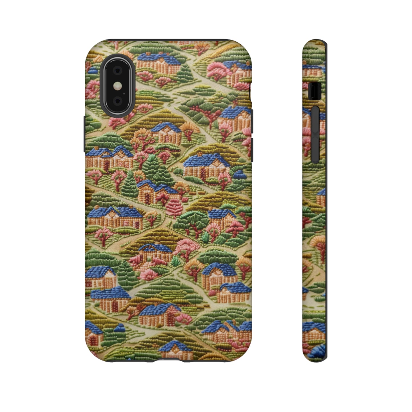 Caratteristica custodia per iPhone trapuntata in stile country, design patchwork affascinante, cover per telefono artistica e protettiva, custodie per telefono resistenti