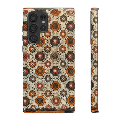 Custodia per iPhone retrò in pizzo all'uncinetto, estetica dal design artigianale, custodia protettiva in stile vintage, custodie per telefono resistenti