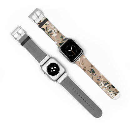 Elegant Botanical Apple Watch Band, Nature-Inspired Watch Accessory, Sophisticated Wearable Art, Chic Gift Idea. Apple Watch Band Apple Watch Straps For Series 4 5 6 7 8 9 ULTRA SE 38/40/41mm & 42/44/45mm Vegan Faux Leather Band