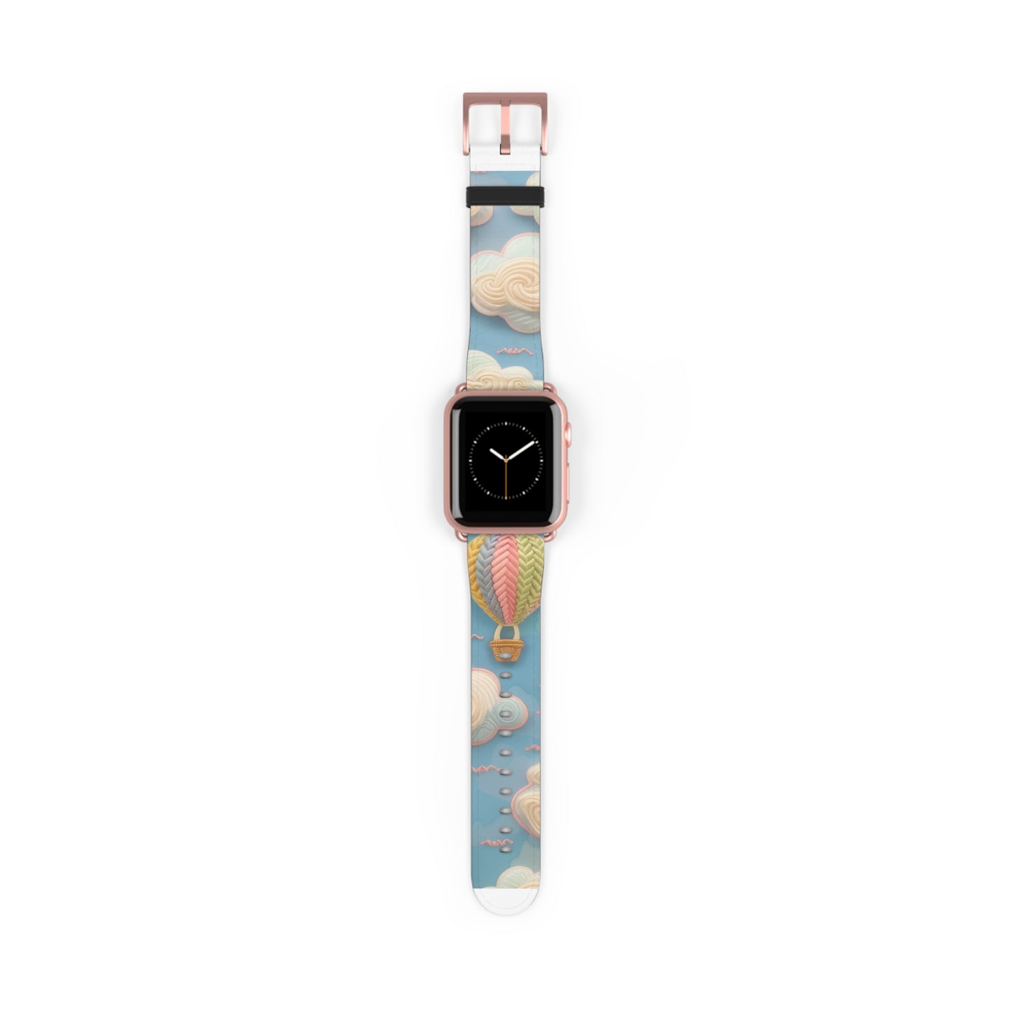 Serene Sky Heißluftballon Apple Watch Band, Pastell Wolken und Ballon Druck, verträumtes Smartwatch Armband. Apple Watch Band Apple Watch Armbänder für Serie 4 5 6 7 8 9 ULTRA SE 38/40/41mm &amp; 42/44/45mm veganes Kunstlederband 