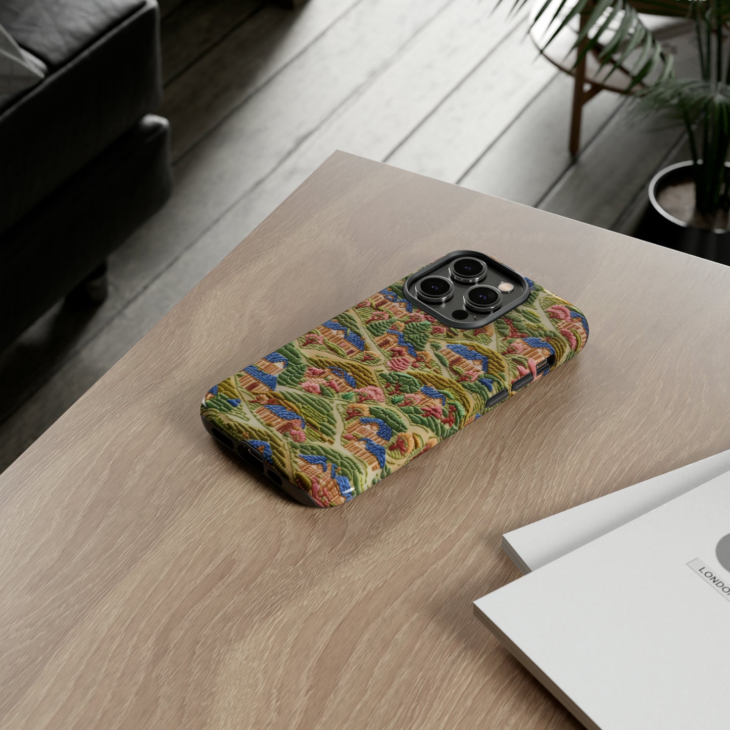 Caratteristica custodia per iPhone trapuntata in stile country, design patchwork affascinante, cover per telefono artistica e protettiva, custodie per telefono resistenti