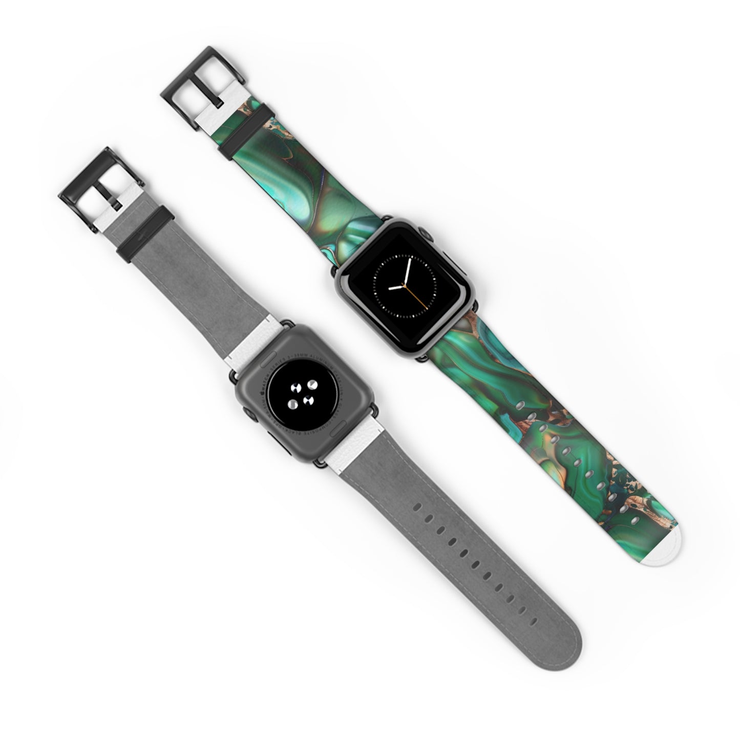 Cinturino per Apple Watch con ricciolo in marmo smeraldo | Lussuoso cinturino da polso astratto verde. Cinturino Apple Watch Cinturini Apple Watch per serie 4 5 6 7 8 9 ULTRA SE 38/40/41 mm e 42/44/45 mm Cinturino in ecopelle vegana 