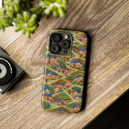 Caratteristica custodia per iPhone trapuntata in stile country, design patchwork affascinante, cover per telefono artistica e protettiva, custodie per telefono resistenti