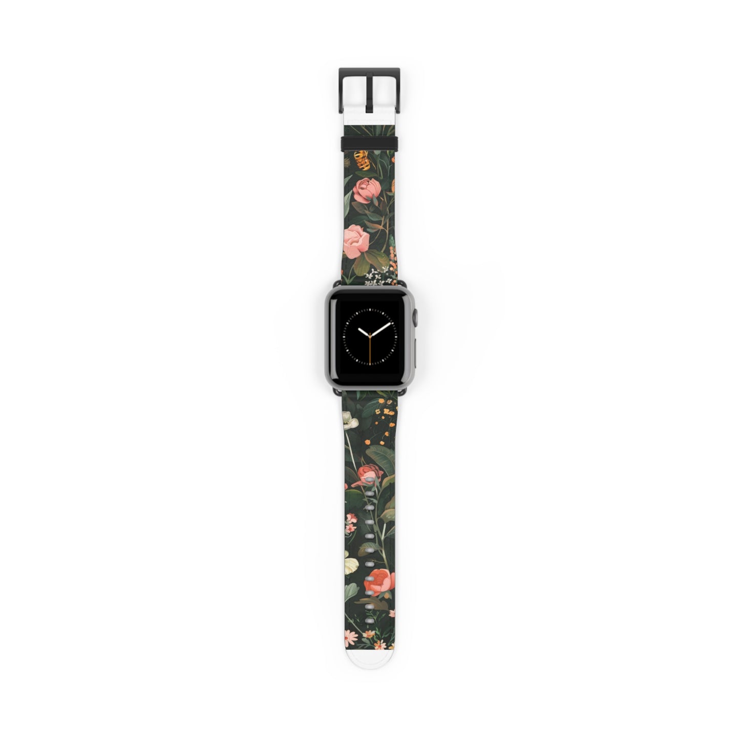 Midnight Garden Blooms Apple Watch Band, Dark Floral Elegance Smartwatch Strap, Nature-Inspired Rose Pattern Accessory. Apple Watch Band Apple Watch Straps For Series 4 5 6 7 8 9 ULTRA SE 38/40/41mm & 42/44/45mm Vegan Faux Leather Band