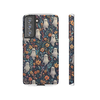 Whimsical Ghosts Floral iPhone Case, Unique Spooky Design, Charming Protective Cover, Tough Cases