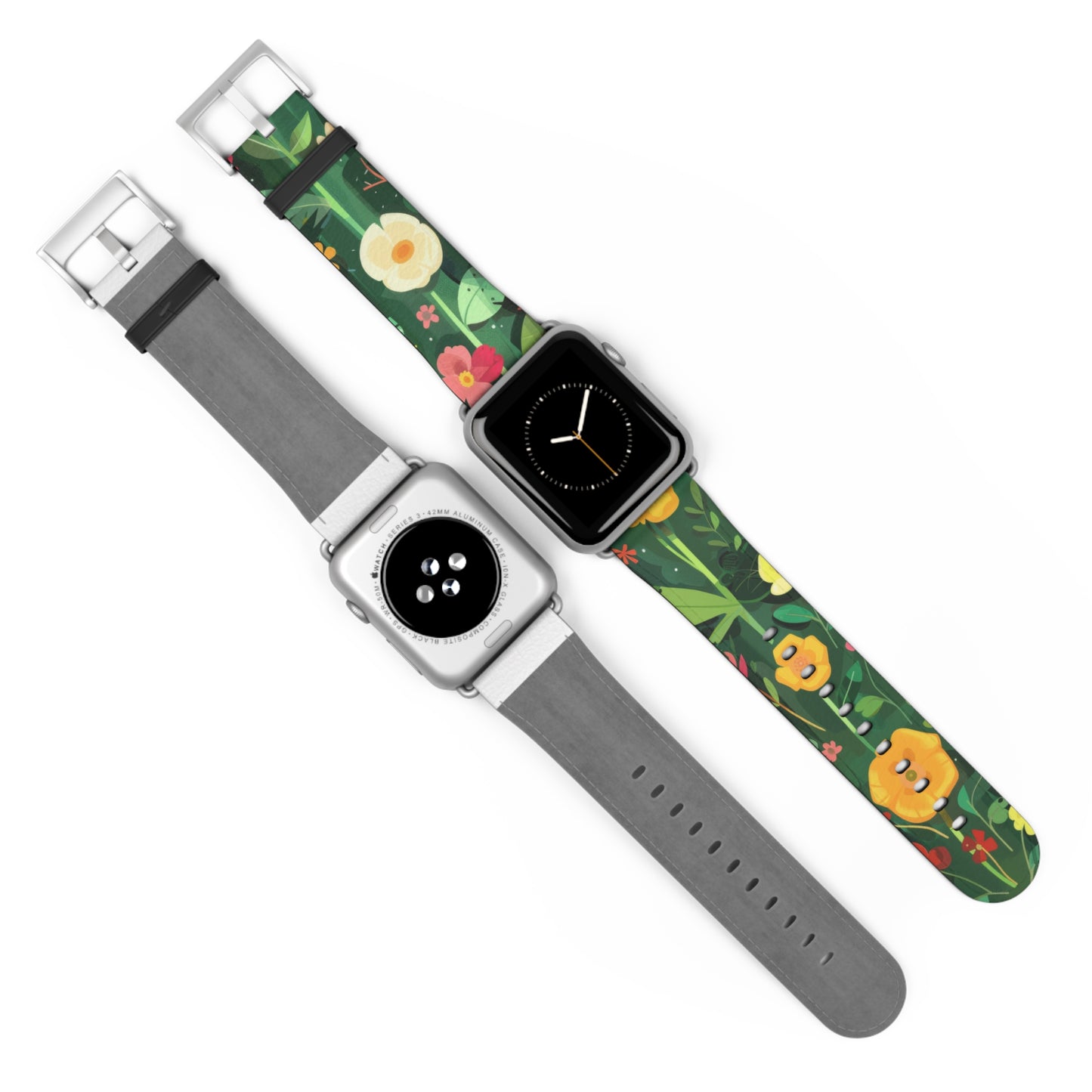 Sunny Meadow Apple Watch Strap, Lively Floral Smartwatch Band, Spring Blossom and Poppy Wristband, Nature-Themed Accessory. Apple Watch Band Apple Watch Straps For Series 4 5 6 7 8 9 ULTRA SE 38/40/41mm & 42/44/45mm Vegan Faux Leather Band