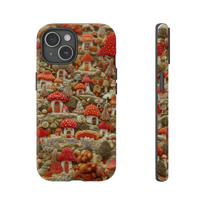 Custodia per iPhone Il villaggio dei funghi incantati, grafica con funghi fantasy, custodia protettiva unica, custodie per telefoni resistenti