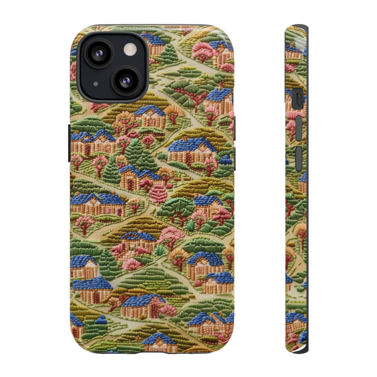 Caratteristica custodia per iPhone trapuntata in stile country, design patchwork affascinante, cover per telefono artistica e protettiva, custodie per telefono resistenti