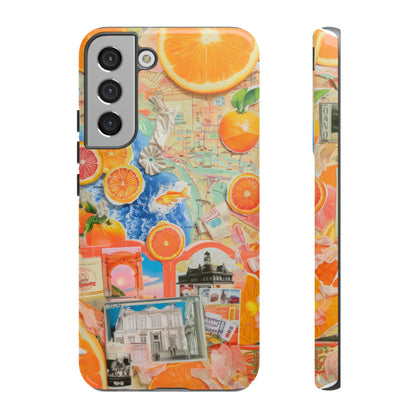 Custodia per telefono collage da viaggio Citrus Escape, design vivace per le vacanze estive per smartphone, custodie resistenti 