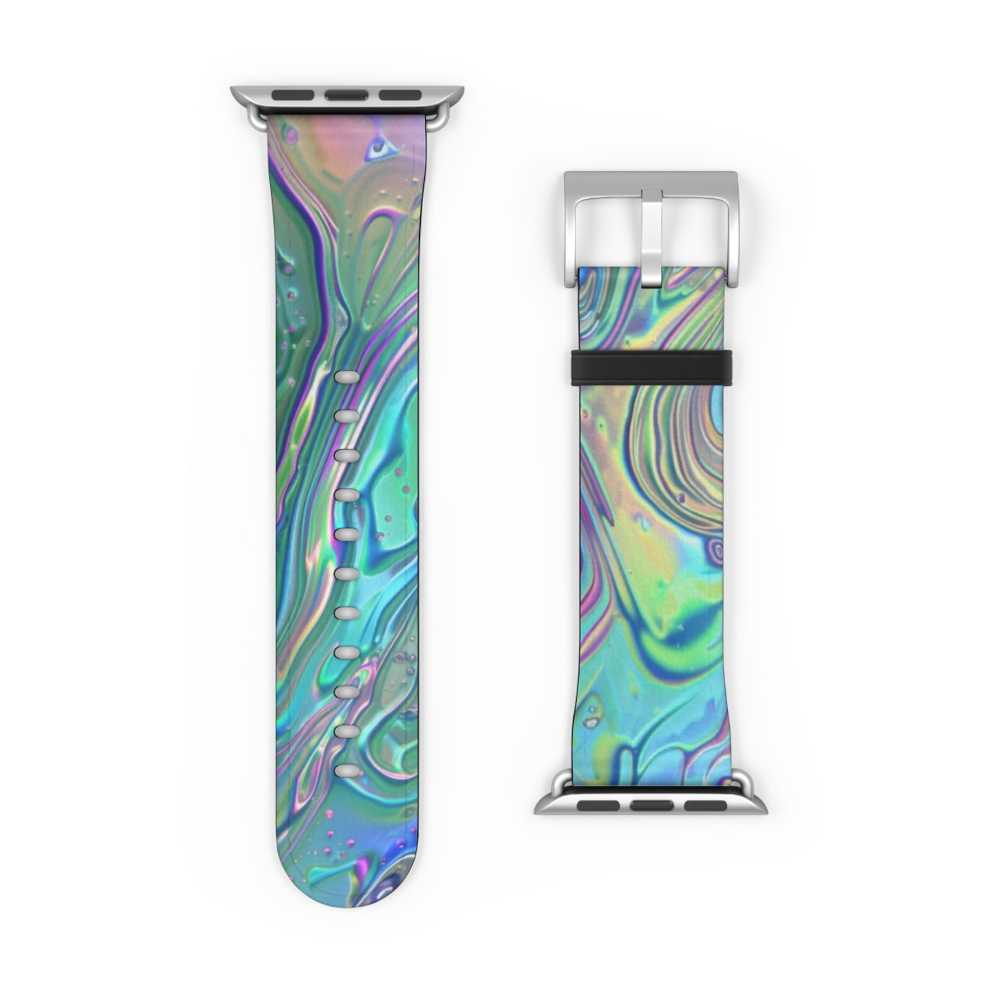 Iridescent Swirl Apple Watch Strap, Holographic Marbled Band, Mesmerizing Accessory for a Futuristic Style Statement. Apple Watch Band Apple Watch Straps For Series 4 5 6 7 8 9 ULTRA SE 38/40/41mm & 42/44/45mm Vegan Faux Leather Band