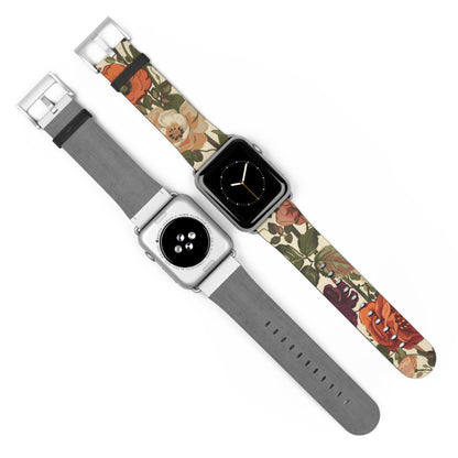 Autumn Harvest Floral Apple Watch Band | Rustic Bouquet Design Strap | Earthy Toned Smartwatch Accessory | Fall Fashion Statement Piece. Apple Watch Band Apple Watch Straps For Series 4 5 6 7 8 9 ULTRA SE 38/40/41mm & 42/44/45mm Vegan Faux Leather Band