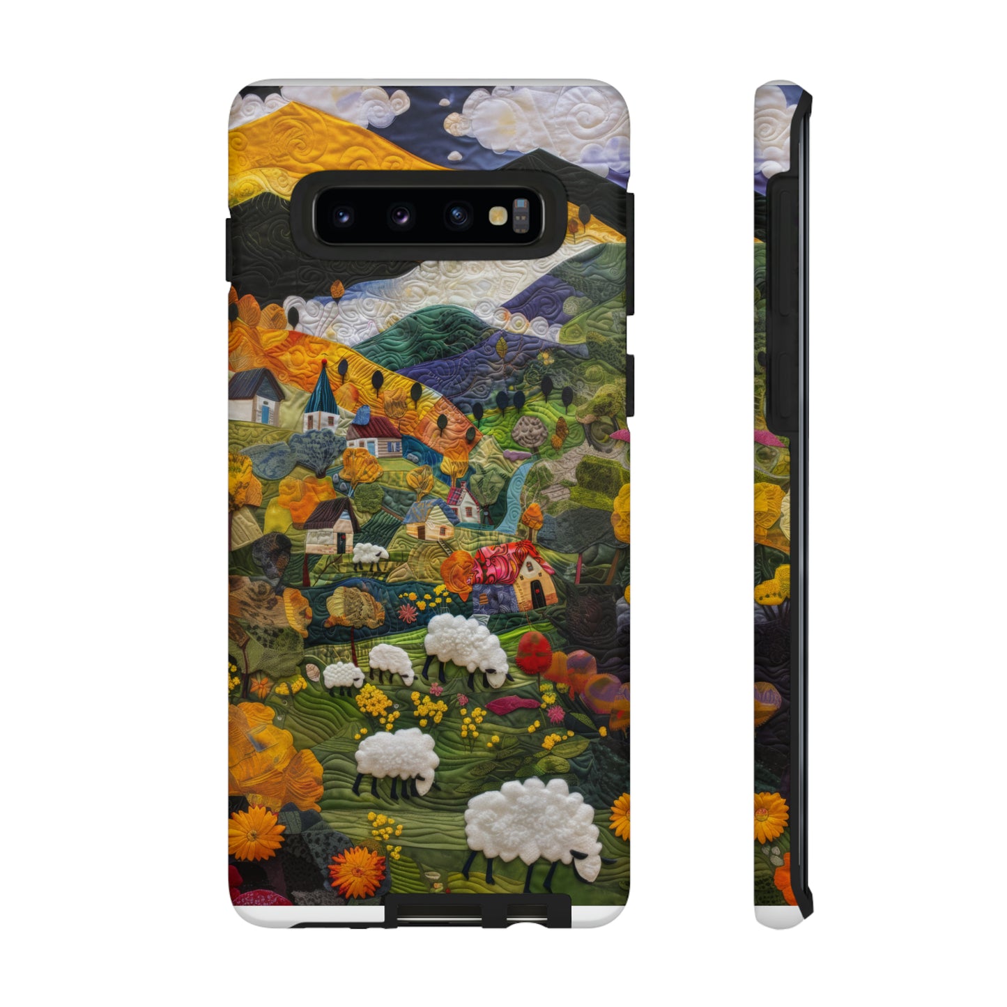 Quaint Countryside Quilt iPhone Case, Artistic Pastoral Landscape, Sturdy Protective Cover, Tough Phone Cases