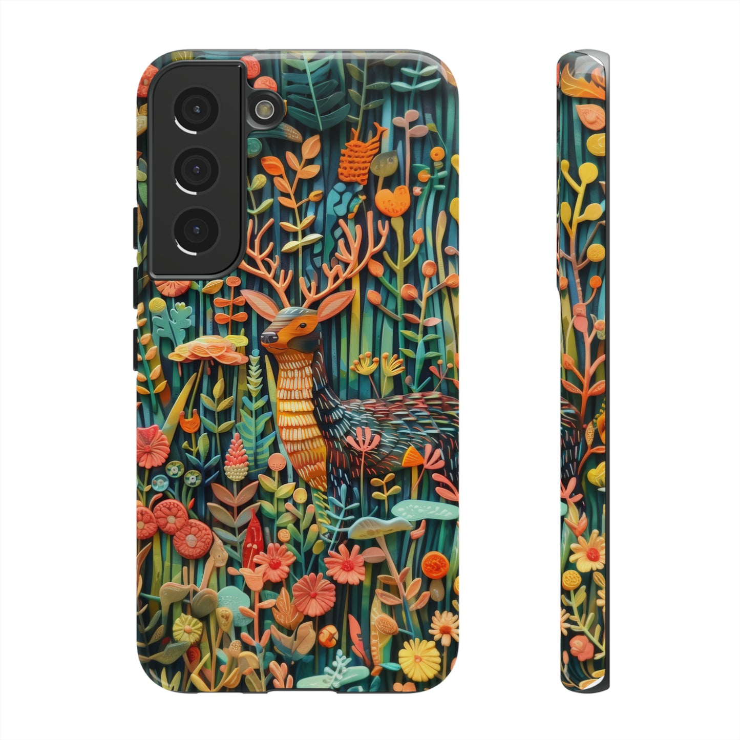 Mystical Woodland Stag iPhone Case, Vibrant Nature Scene, Artistic Protective Cover, Tough Phone Cases