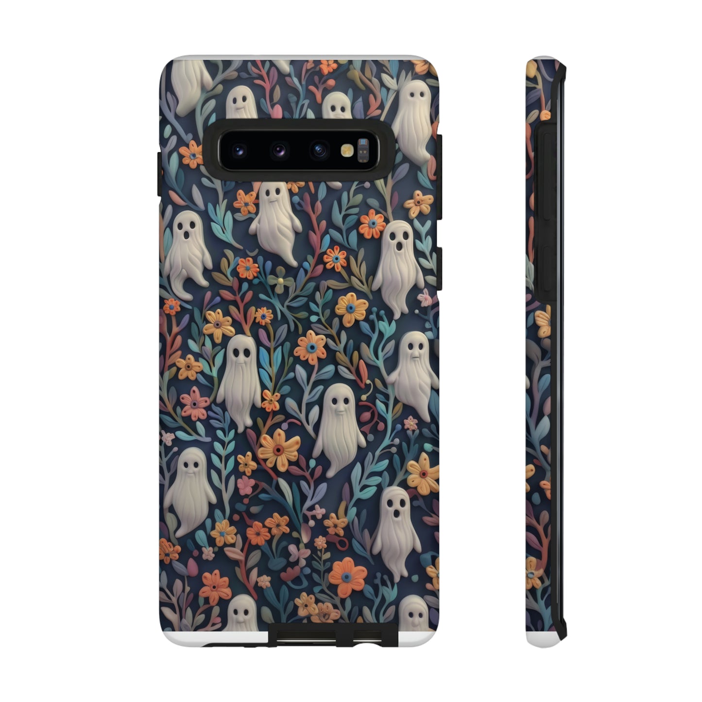 Whimsical Ghosts Floral iPhone Case, Unique Spooky Design, Charming Protective Cover, Tough Cases