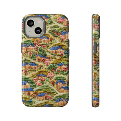 Caratteristica custodia per iPhone trapuntata in stile country, design patchwork affascinante, cover per telefono artistica e protettiva, custodie per telefono resistenti