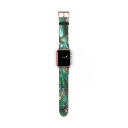 Cinturino per Apple Watch con ricciolo in marmo smeraldo | Lussuoso cinturino da polso astratto verde. Cinturino Apple Watch Cinturini Apple Watch per serie 4 5 6 7 8 9 ULTRA SE 38/40/41 mm e 42/44/45 mm Cinturino in ecopelle vegana 