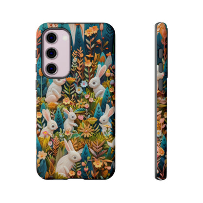 Mystical Garden Bunnies iPhone Case, Enchanted Floral Wonderland, Durable Protective Cover, Tough Phone Cases