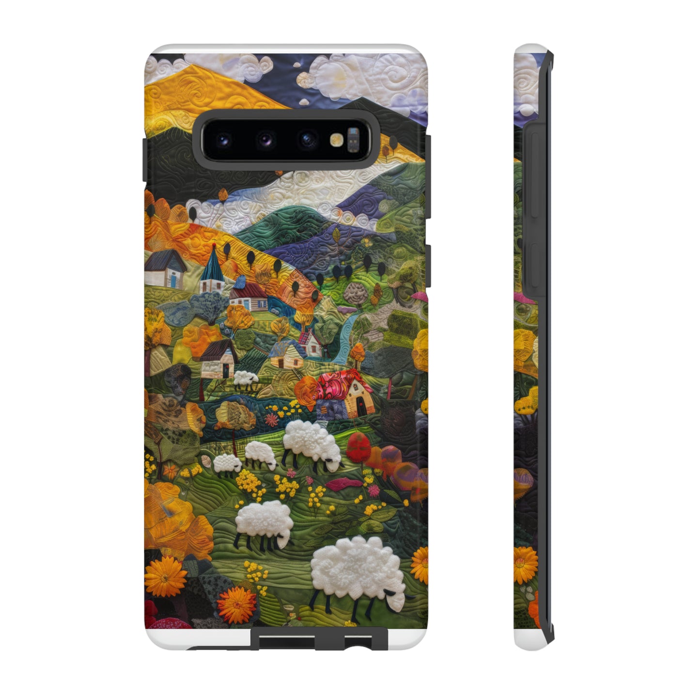 Quaint Countryside Quilt iPhone Case, Artistic Pastoral Landscape, Sturdy Protective Cover, Tough Phone Cases