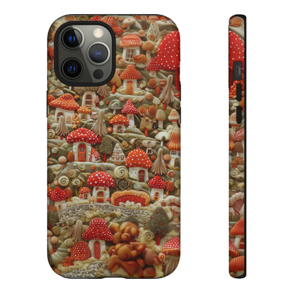 Custodia per iPhone Il villaggio dei funghi incantati, grafica con funghi fantasy, custodia protettiva unica, custodie per telefoni resistenti