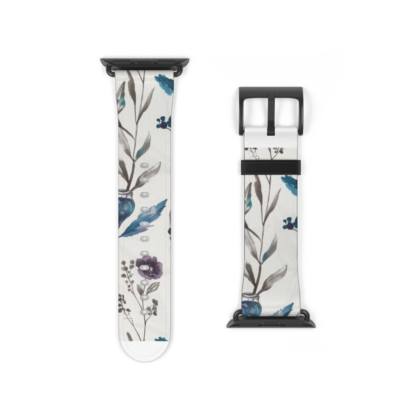 Florale Eleganz Apple Watch Band | Schickes Armband mit botanischem Design. Apple Watch Band Apple Watch Armbänder für Serie 4 5 6 7 8 9 ULTRA SE 38/40/41 mm und 42/44/45 mm veganes Kunstlederband 